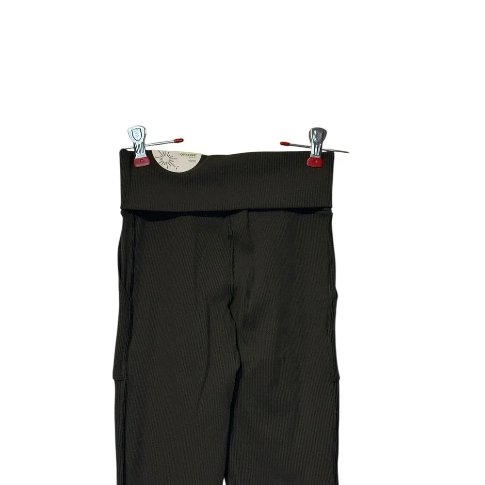 Aerie Offline Women's‎ Leggings Foldover Low Rise Flared Leg Green Small NWT